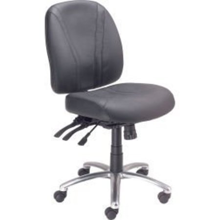 GLOBAL EQUIPMENT Interion    Multifunction Chair With Mid Back, Leather, Black 808652
